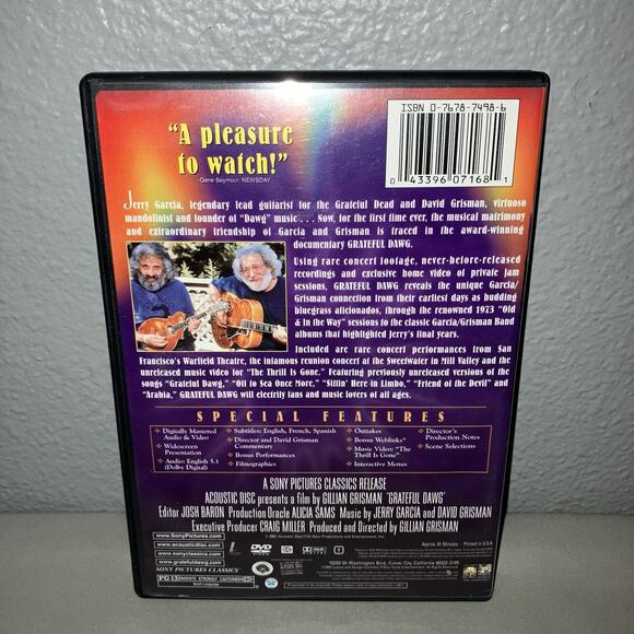 Dvd Used Grateful Dawg Columbia Grateful Dead Jerry Garcia David Grisman Dawg - Picture 2 of 5